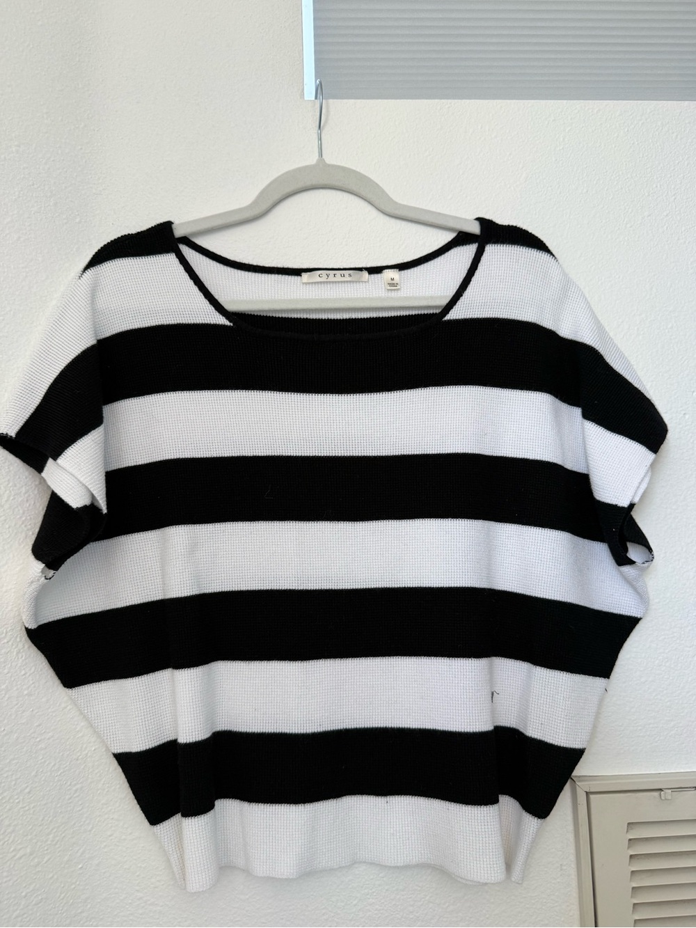 Cyrus Black and White Wide-Stripe Knit Top